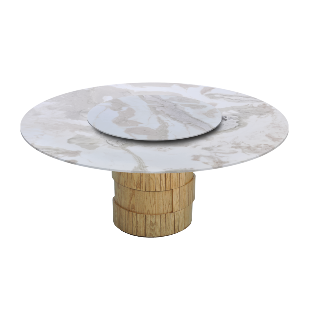 6ft Round Fendi White (Old Quarry) Natural Marble Dining Table