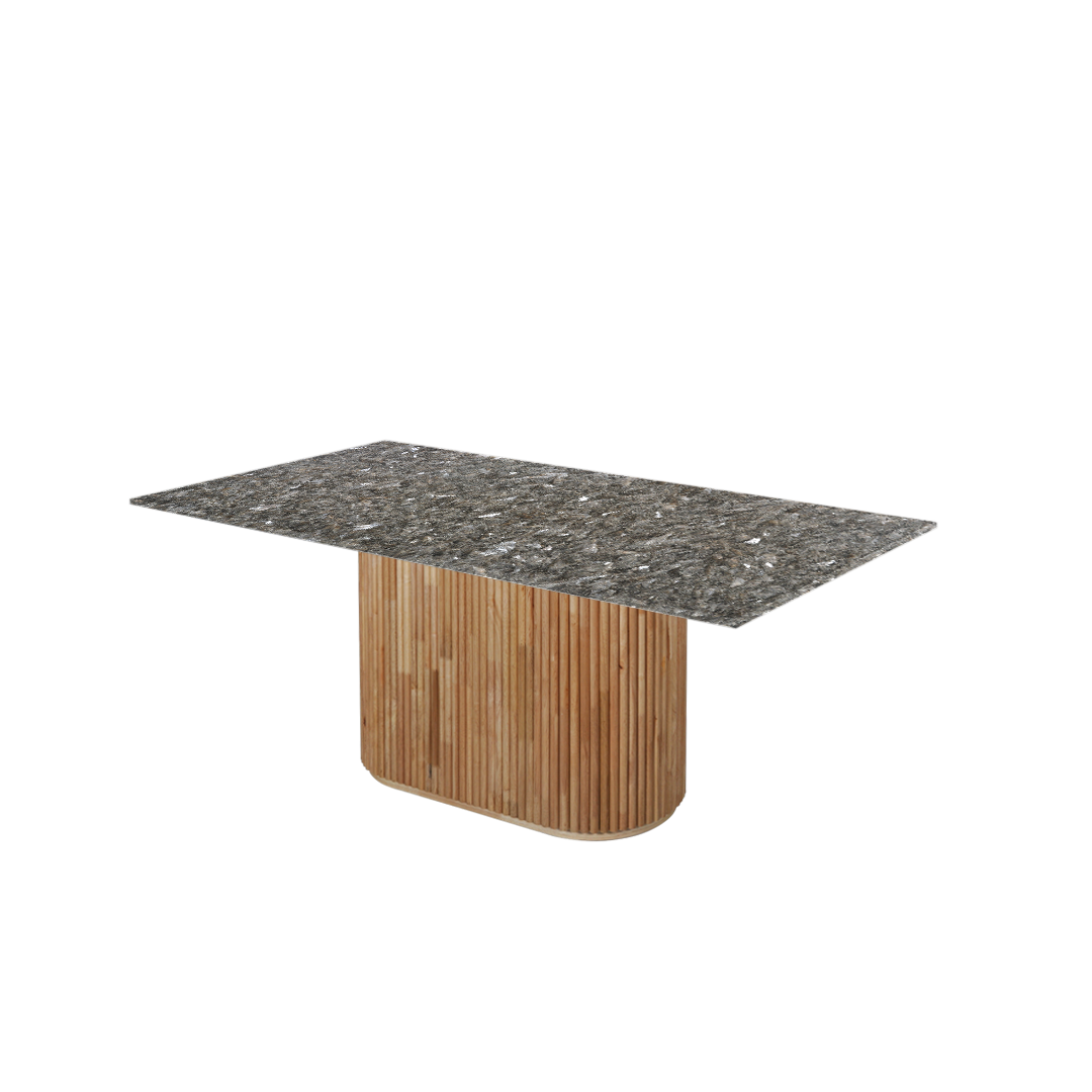 6ft Rectangular Pearl Stone Natural Marble Dining Table