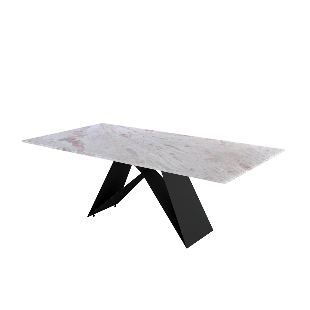 7ft Rectangular Namibian Rose Natural Marble Dining Table