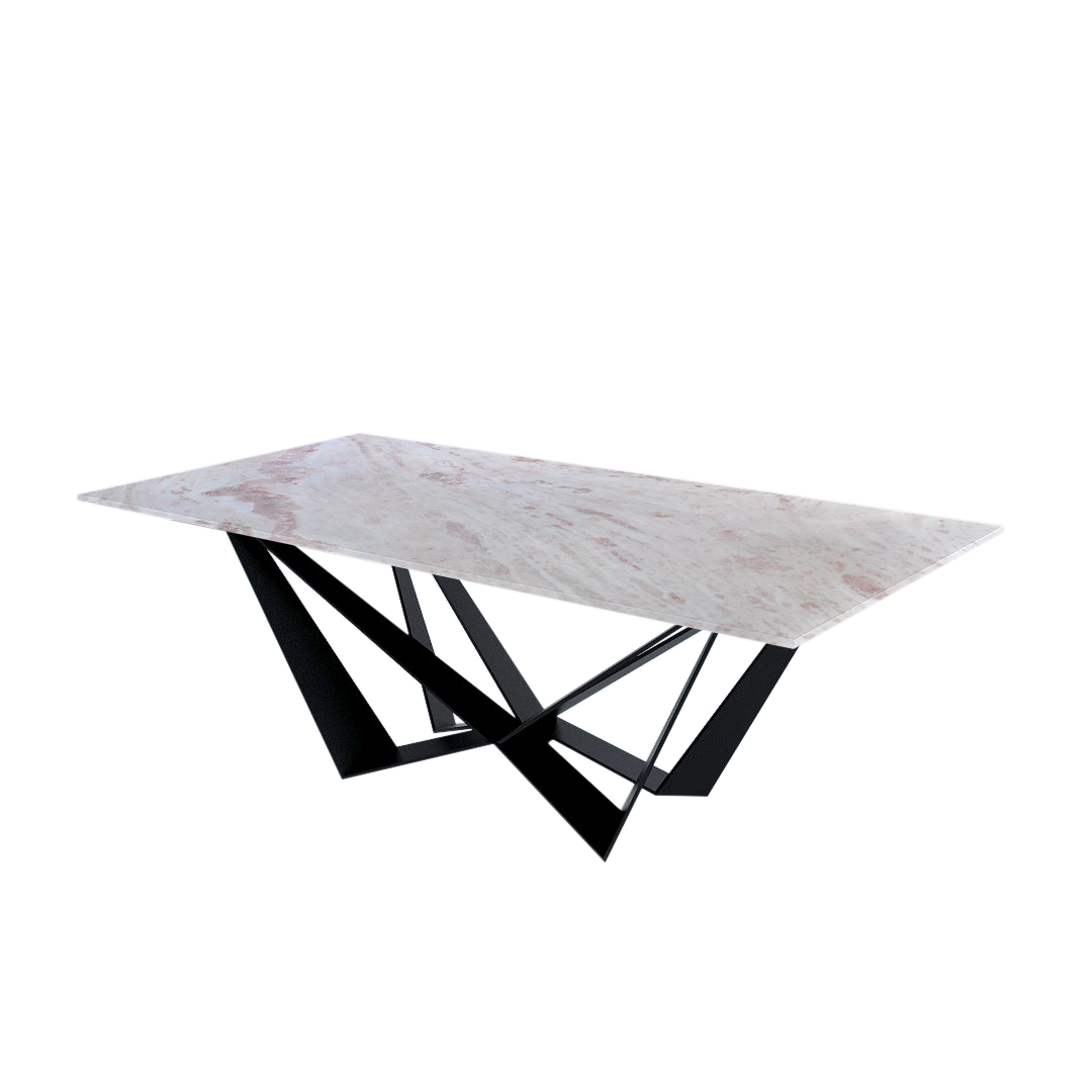 7ft Rectangular Namibian Rose Natural Marble Dining Table