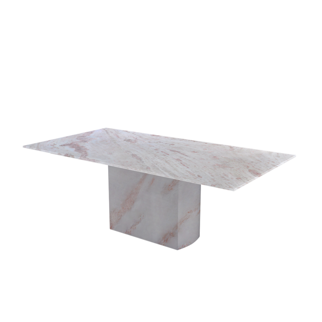 7ft Rectangular Namibian Rose Natural Marble Dining Table