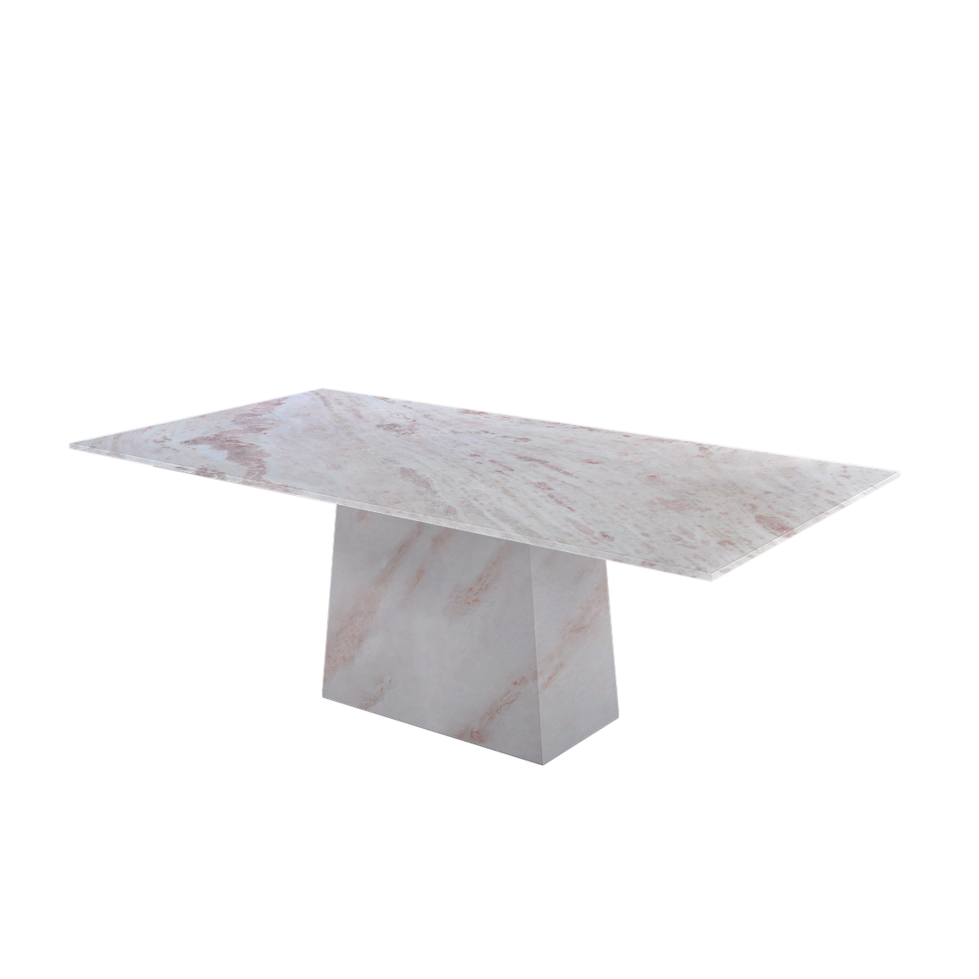 7ft Rectangular Namibian Rose Natural Marble Dining Table
