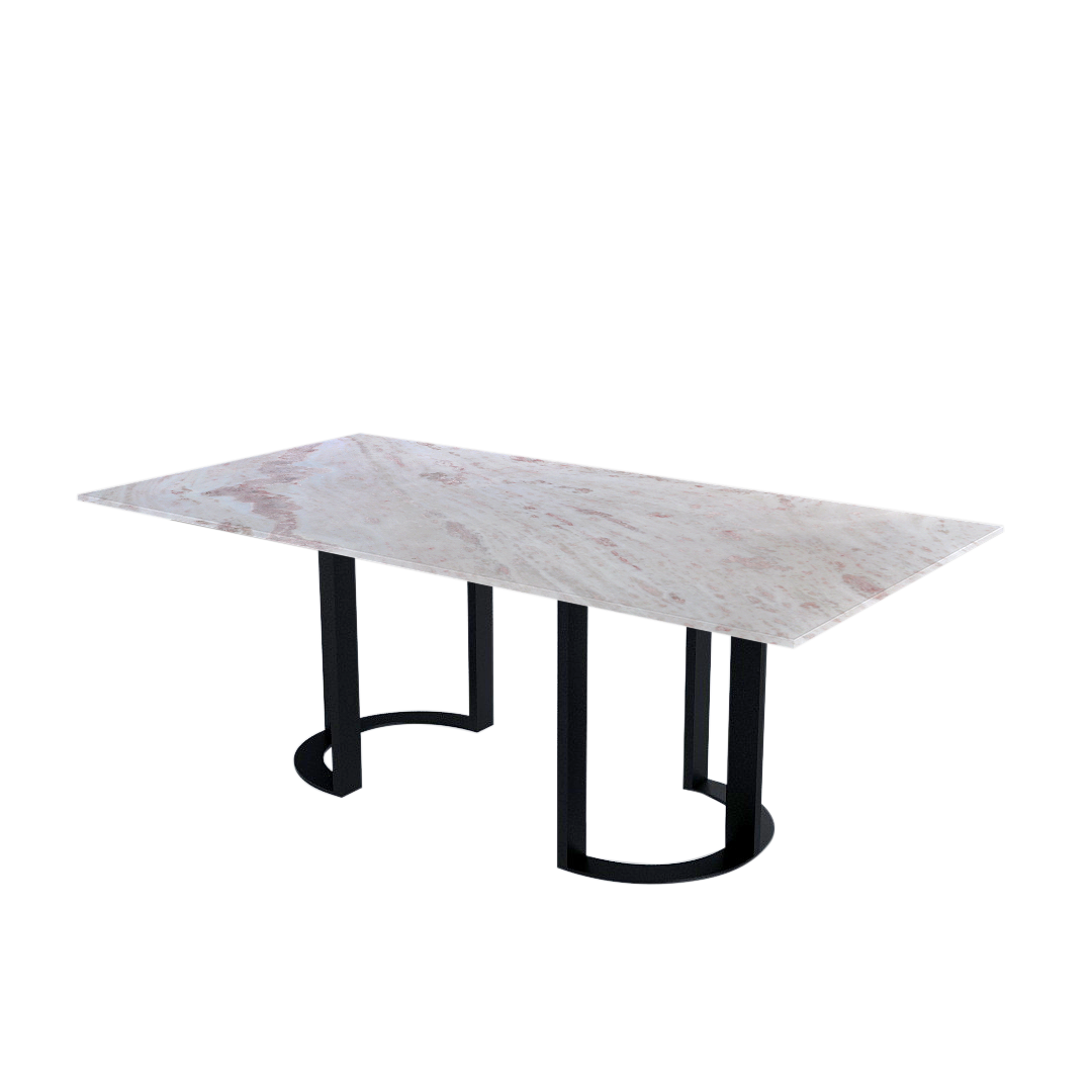 7ft Rectangular Namibian Rose Natural Marble Dining Table