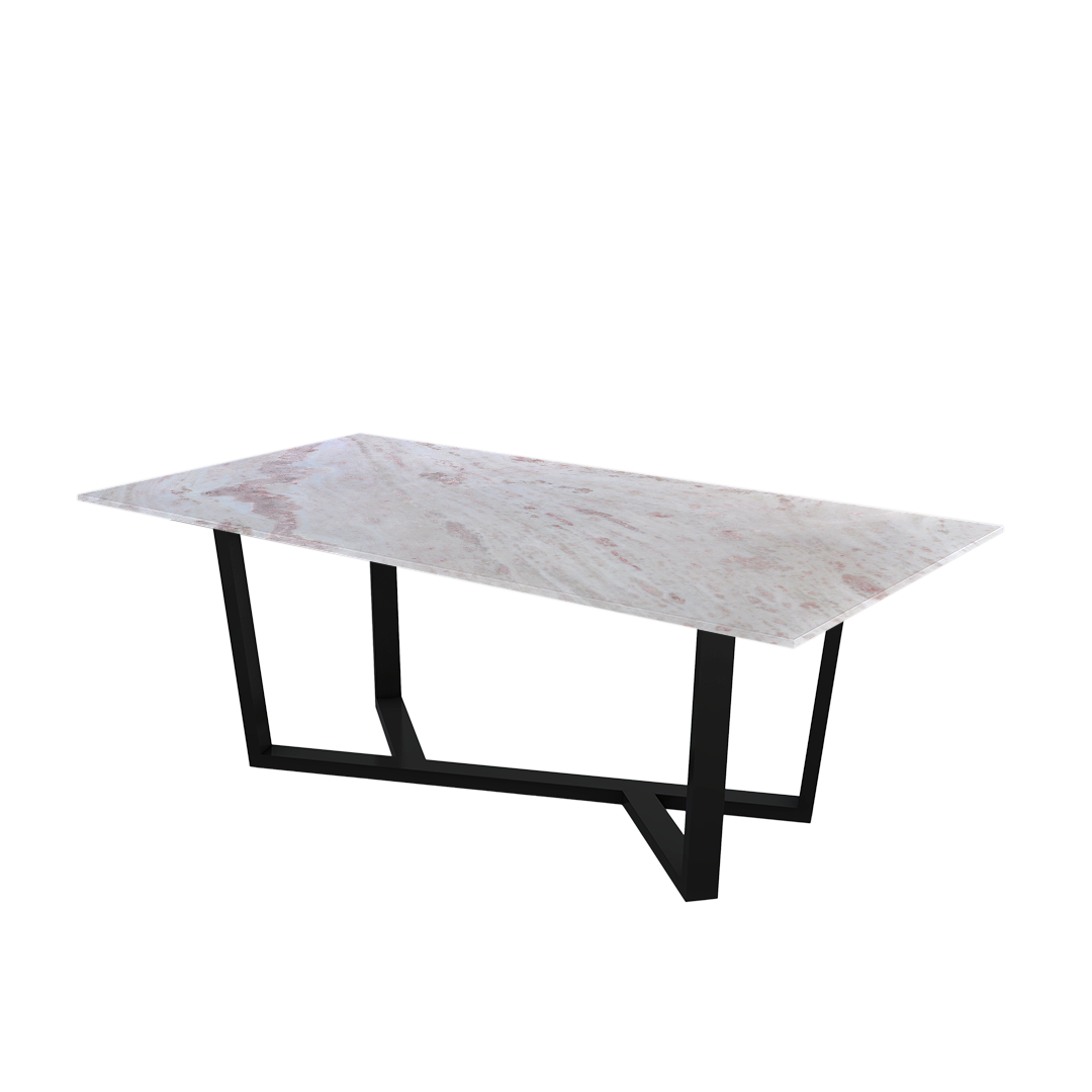 7ft Rectangular Namibian Rose Natural Marble Dining Table