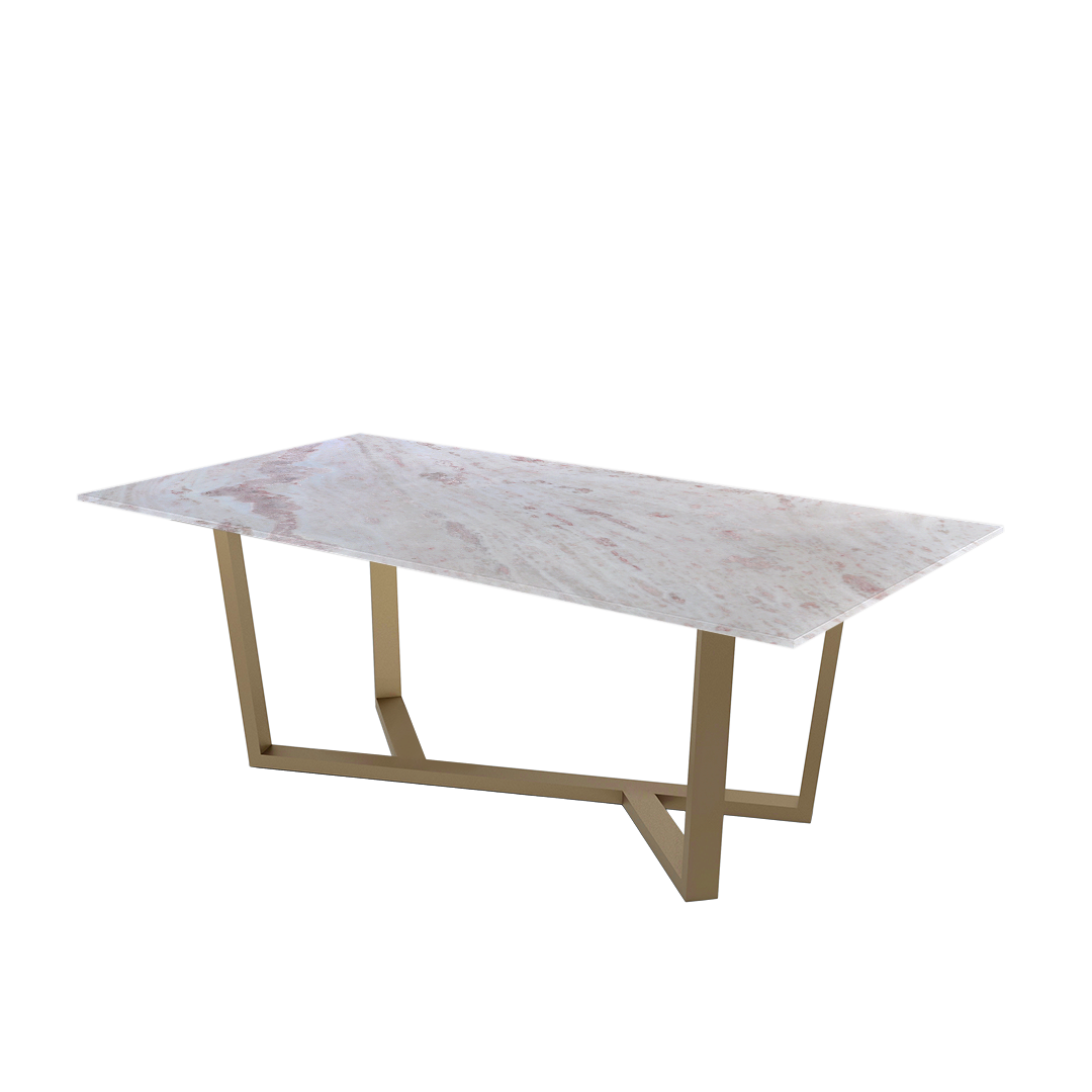 7ft Rectangular Namibian Rose Natural Marble Dining Table