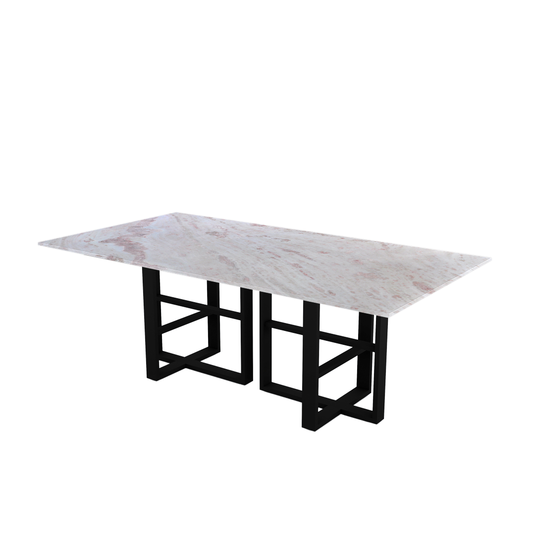 7ft Rectangular Namibian Rose Natural Marble Dining Table