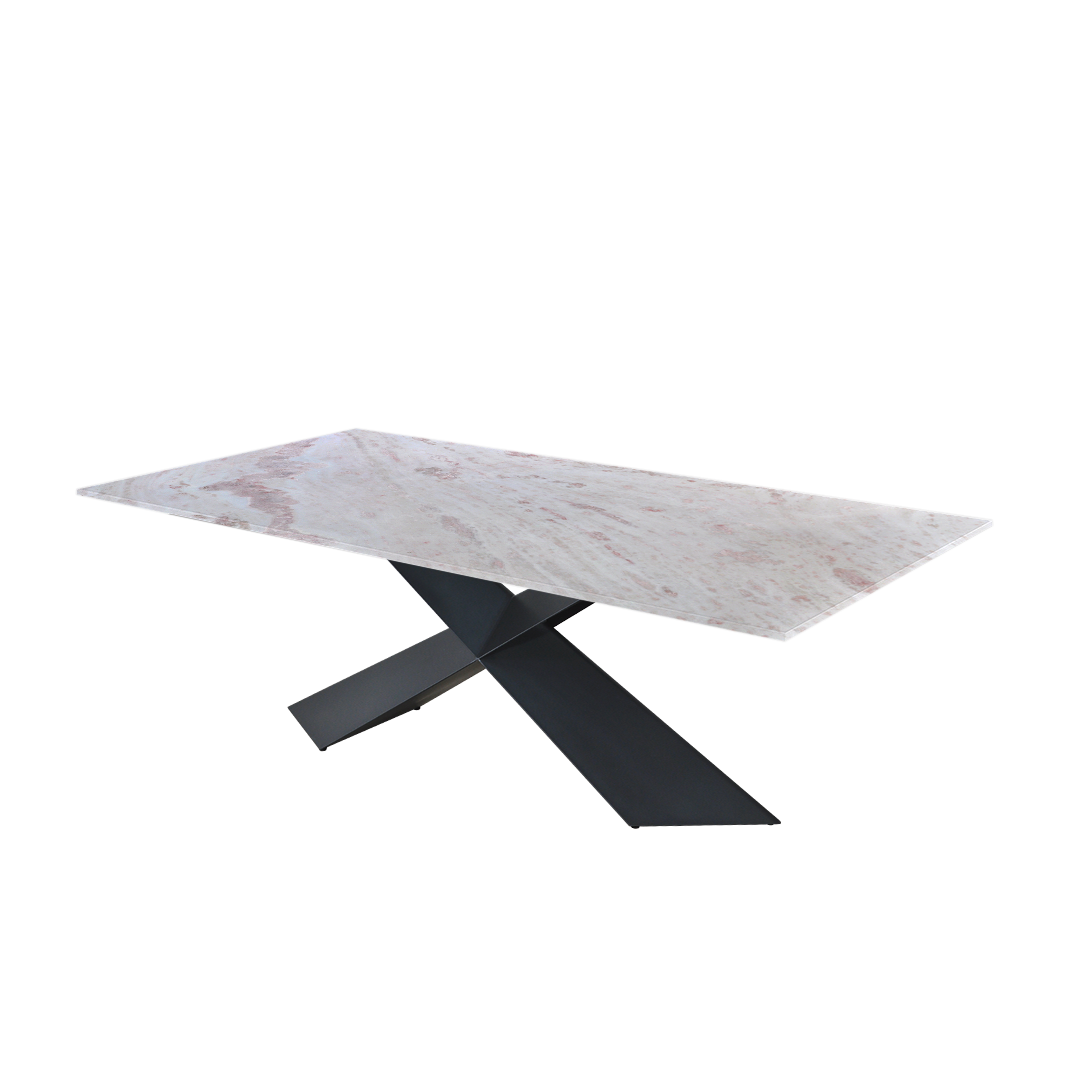 7ft Rectangular Namibian Rose Natural Marble Dining Table