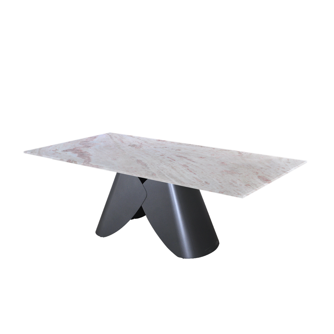 7ft Rectangular Namibian Rose Natural Marble Dining Table