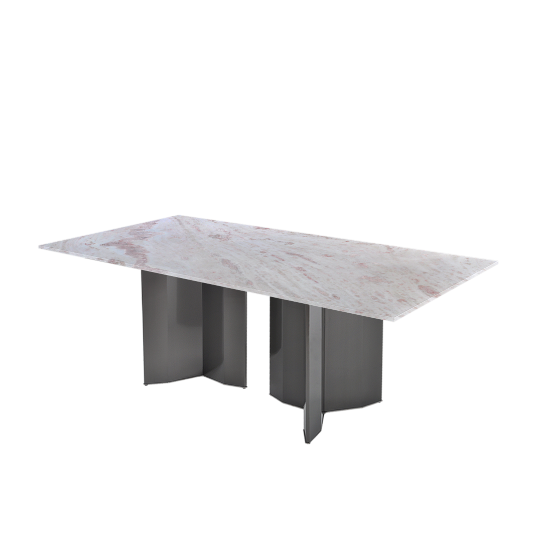 7ft Rectangular Namibian Rose Natural Marble Dining Table