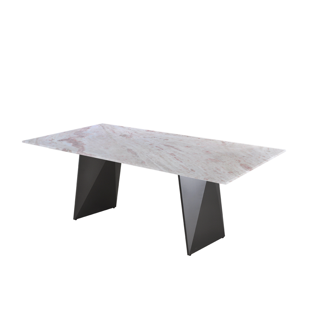 7ft Rectangular Namibian Rose Natural Marble Dining Table