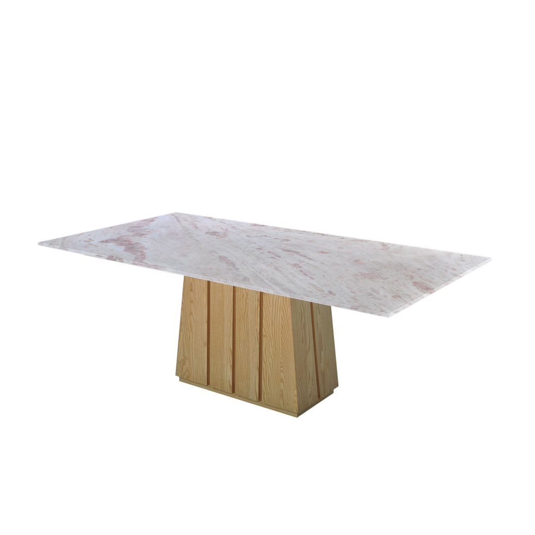 7ft Rectangular Namibian Rose Natural Marble Dining Table