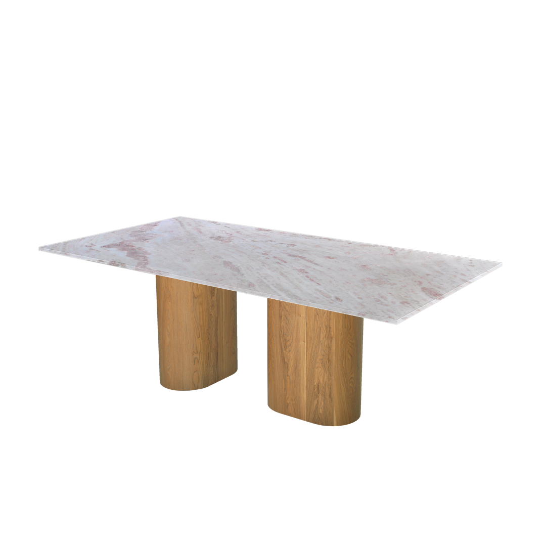 7ft Rectangular Namibian Rose Natural Marble Dining Table