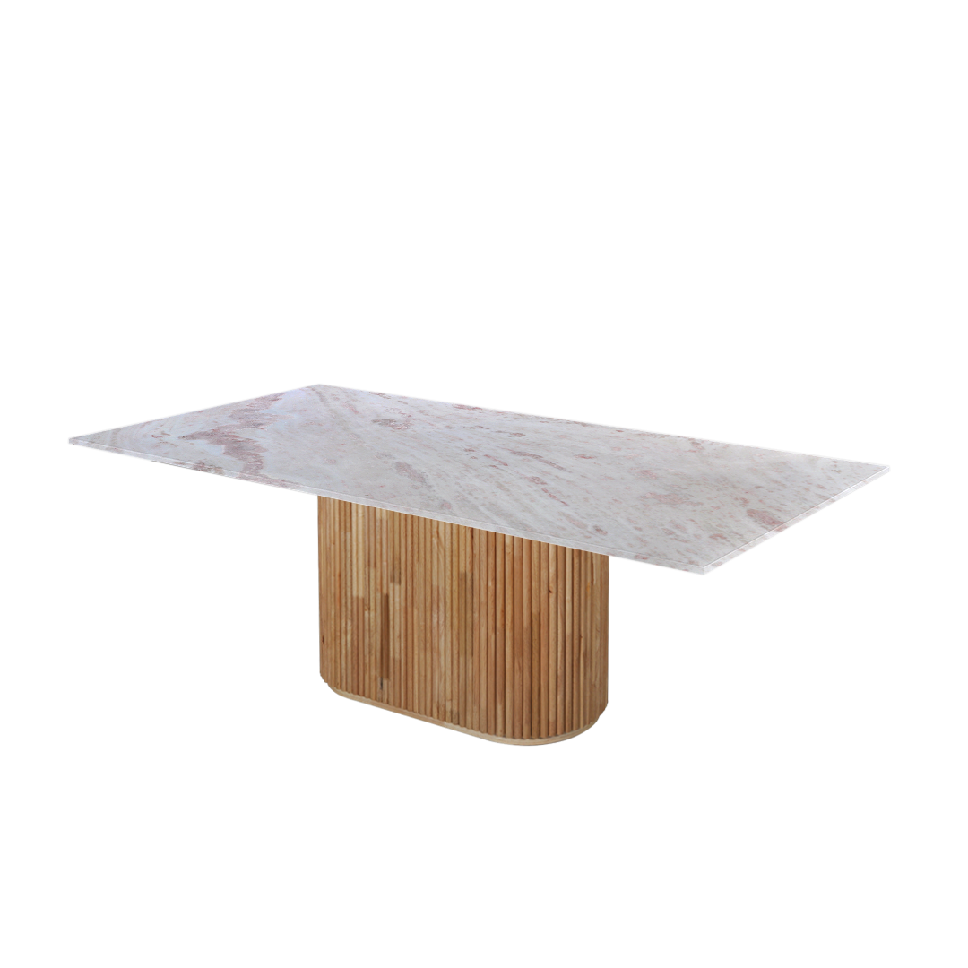 7ft Rectangular Namibian Rose Natural Marble Dining Table