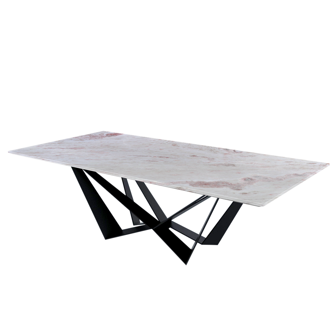 8ft Rectangular Namibian Rose Natural Marble Dining Table