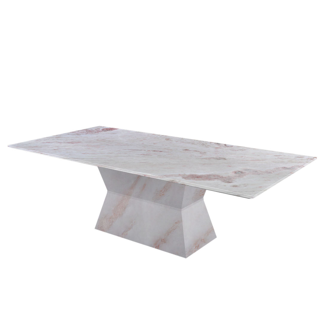 8ft Rectangular Namibian Rose Natural Marble Dining Table