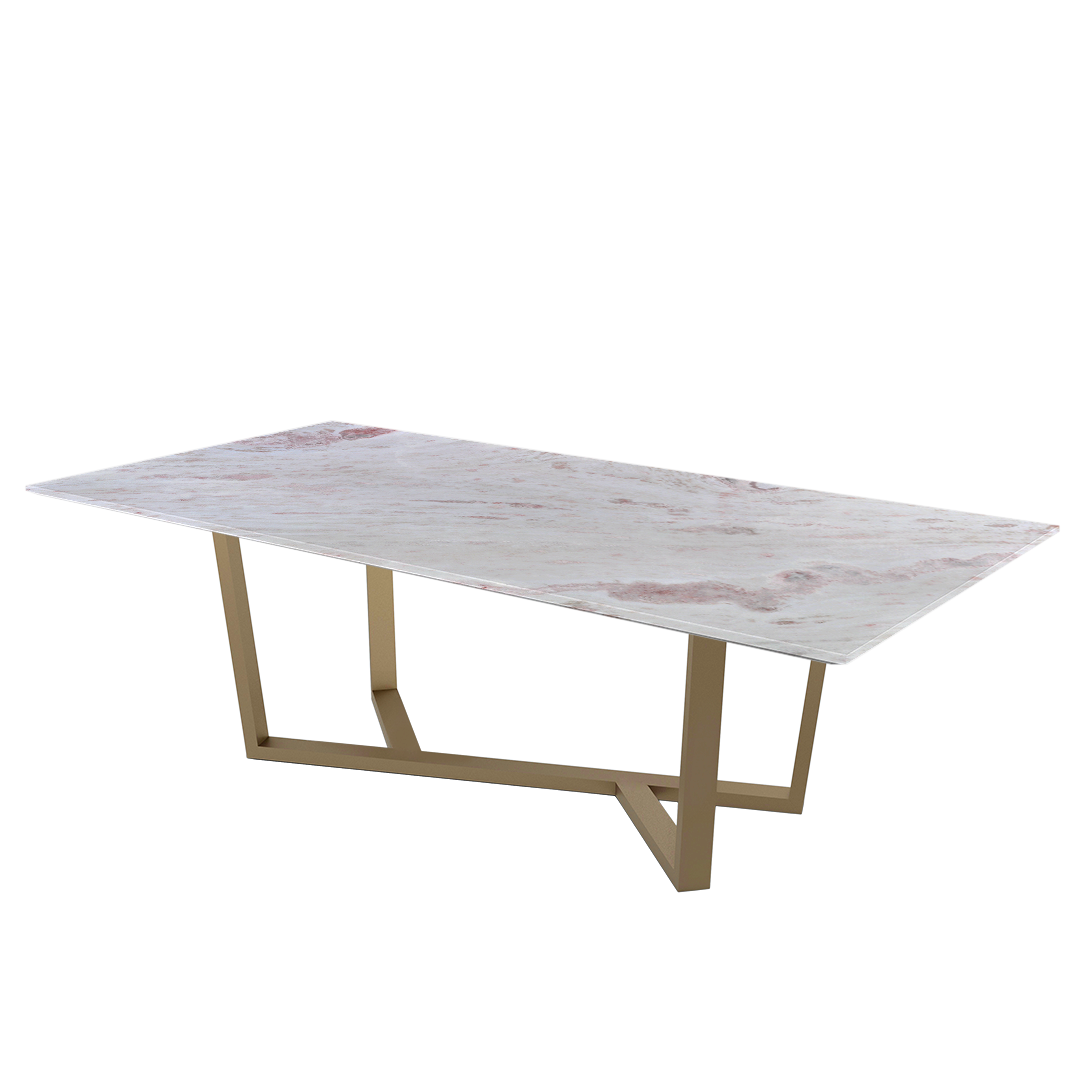 8ft Rectangular Namibian Rose Natural Marble Dining Table