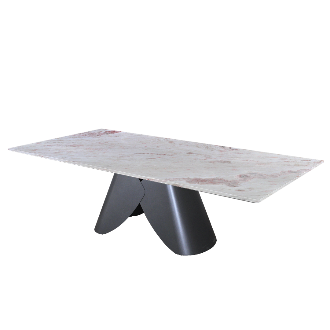 8ft Rectangular Namibian Rose Natural Marble Dining Table