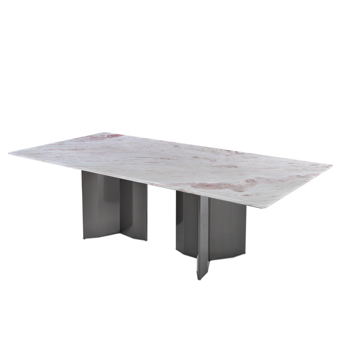 8ft Rectangular Namibian Rose Natural Marble Dining Table
