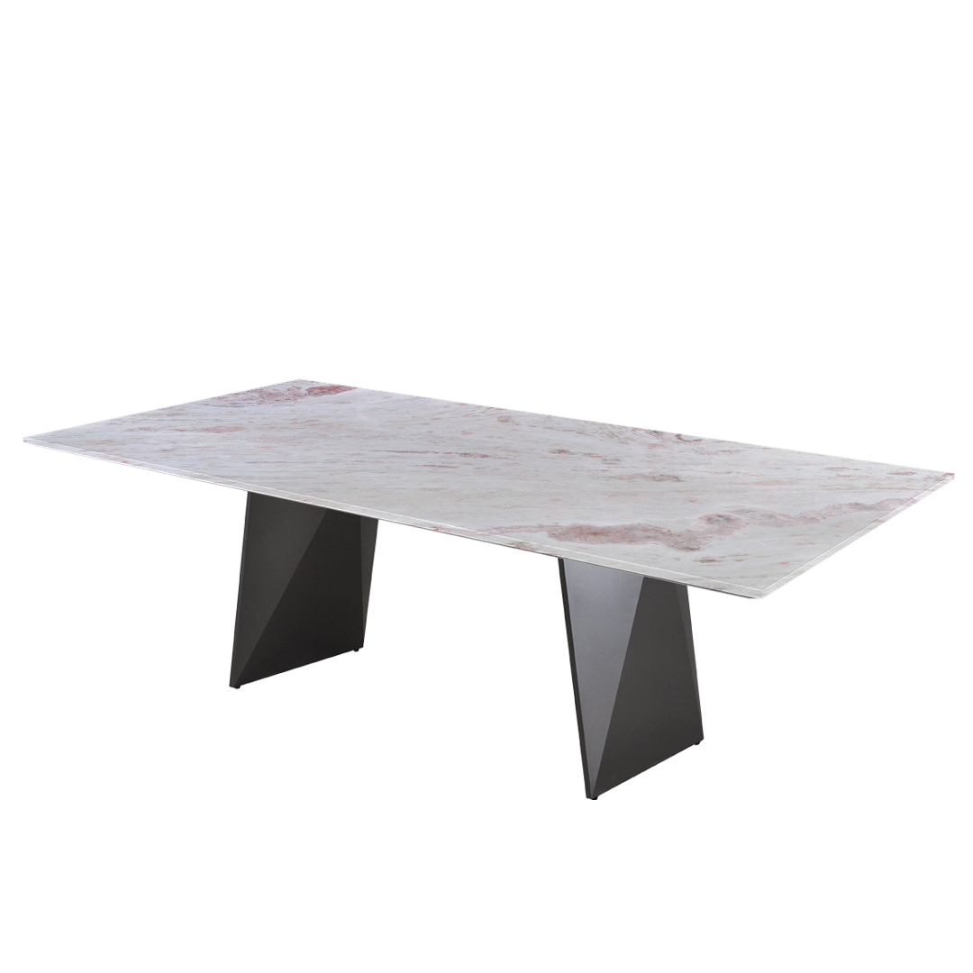8ft Rectangular Namibian Rose Natural Marble Dining Table