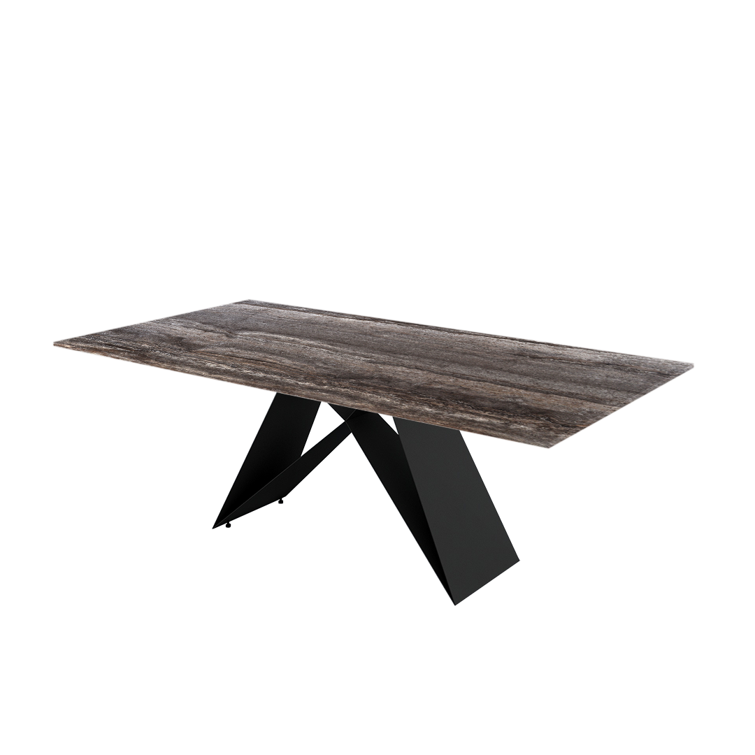 7ft Rectangular Silver Travertine Natural Marble Dining Table
