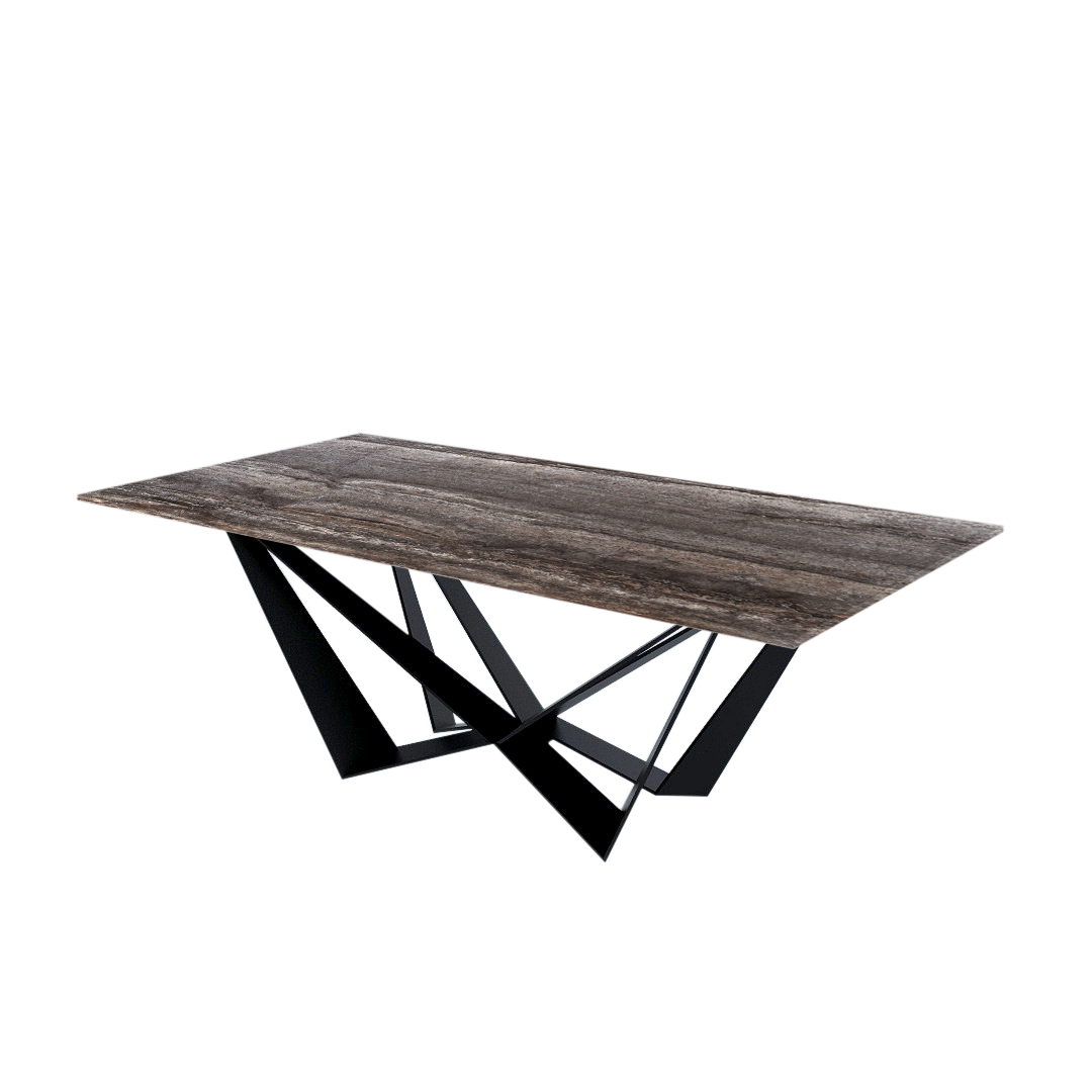7ft Rectangular Silver Travertine Natural Marble Dining Table