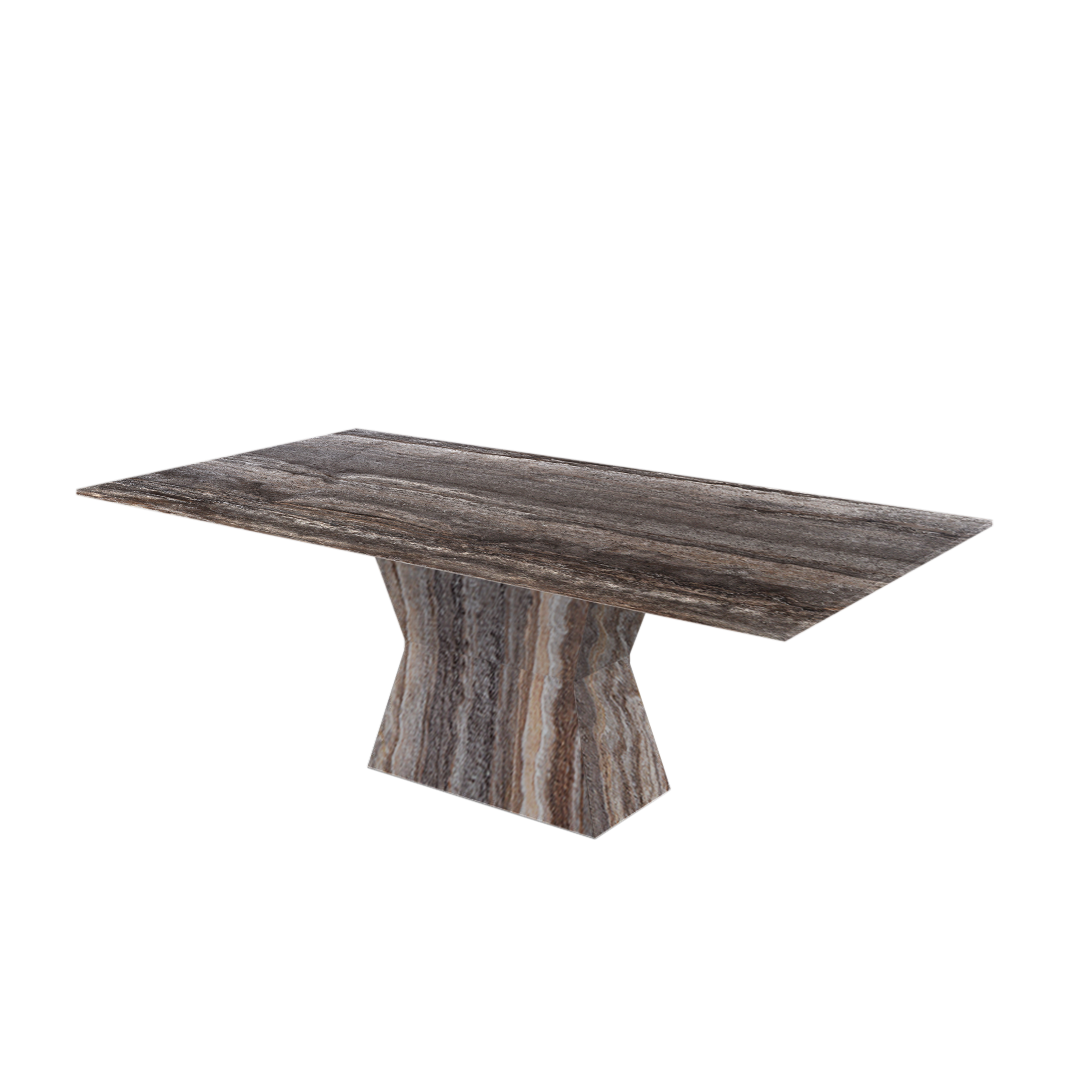 7ft Rectangular Silver Travertine Natural Marble Dining Table