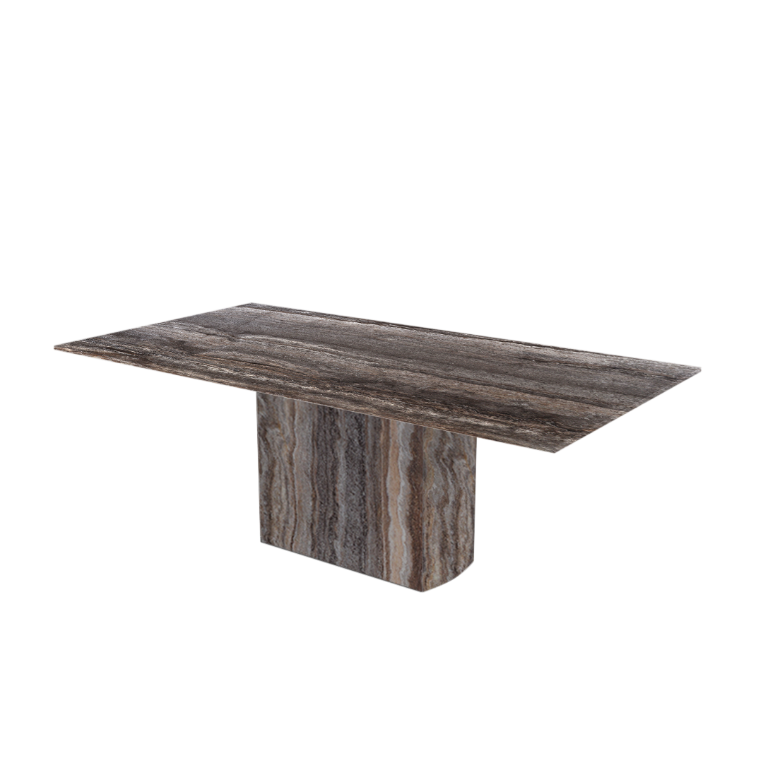 7ft Rectangular Silver Travertine Natural Marble Dining Table