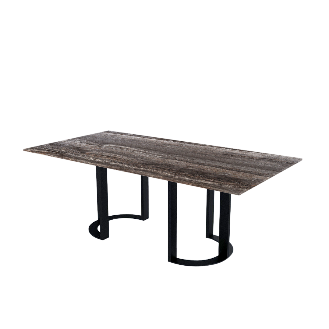 7ft Rectangular Silver Travertine Natural Marble Dining Table