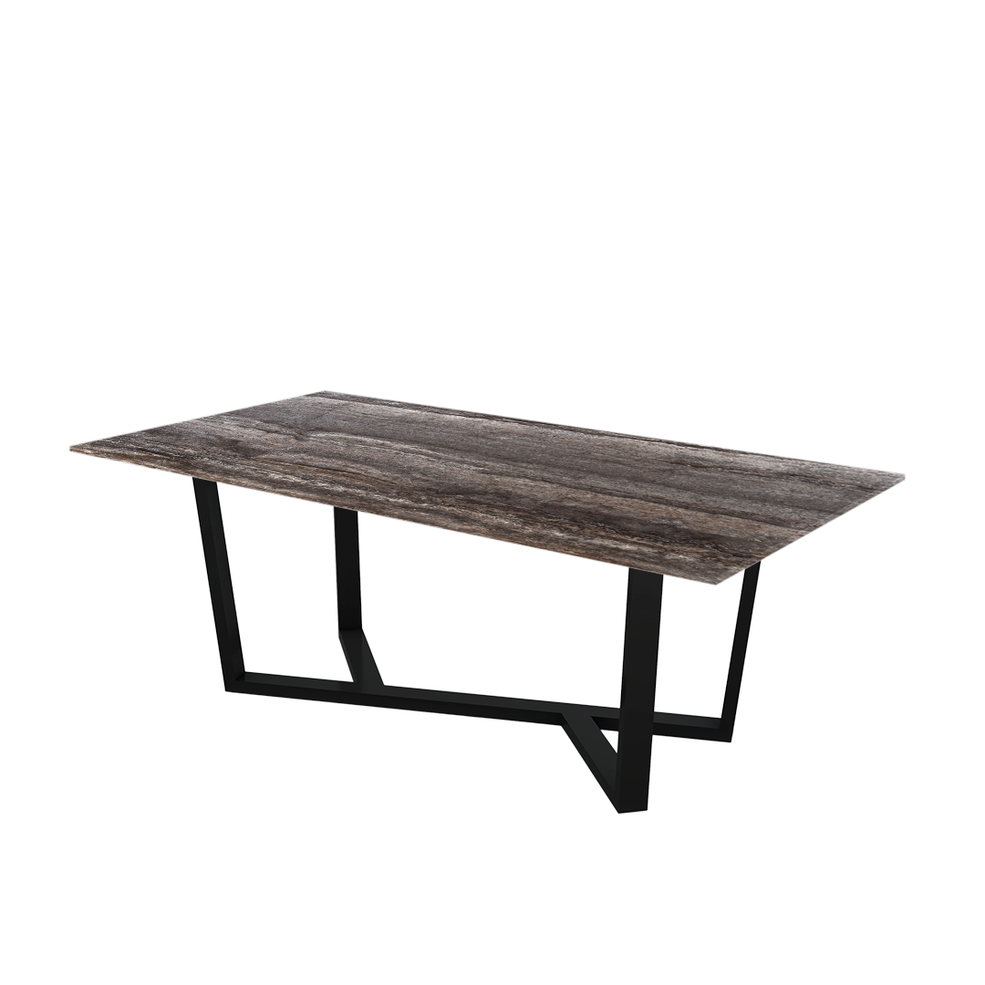 7ft Rectangular Silver Travertine Natural Marble Dining Table