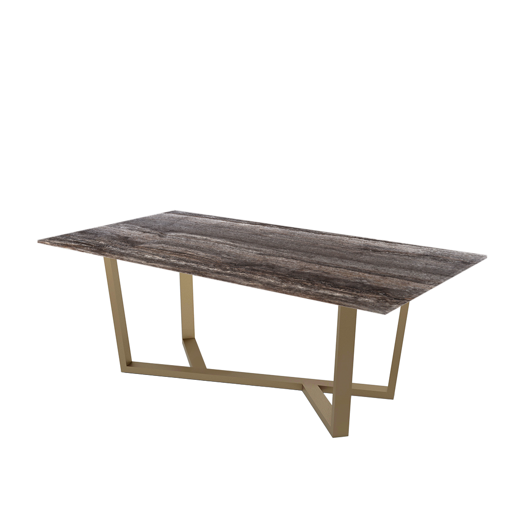 7ft Rectangular Silver Travertine Natural Marble Dining Table