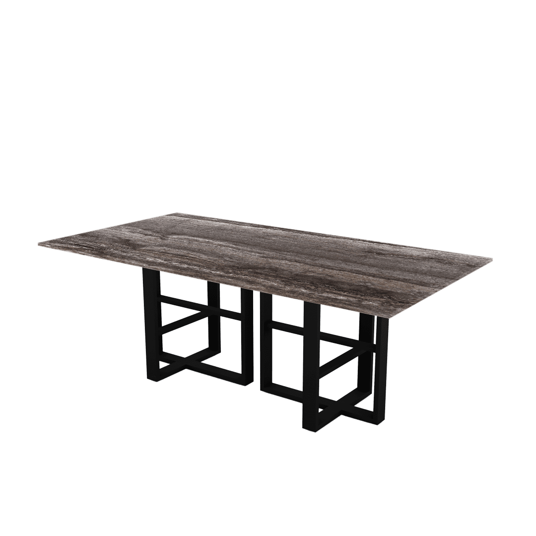 7ft Rectangular Silver Travertine Natural Marble Dining Table