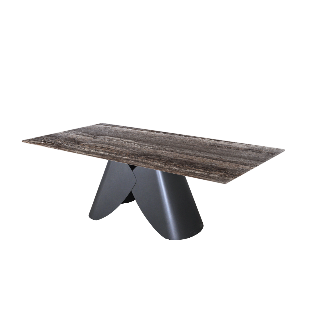 7ft Rectangular Silver Travertine Natural Marble Dining Table
