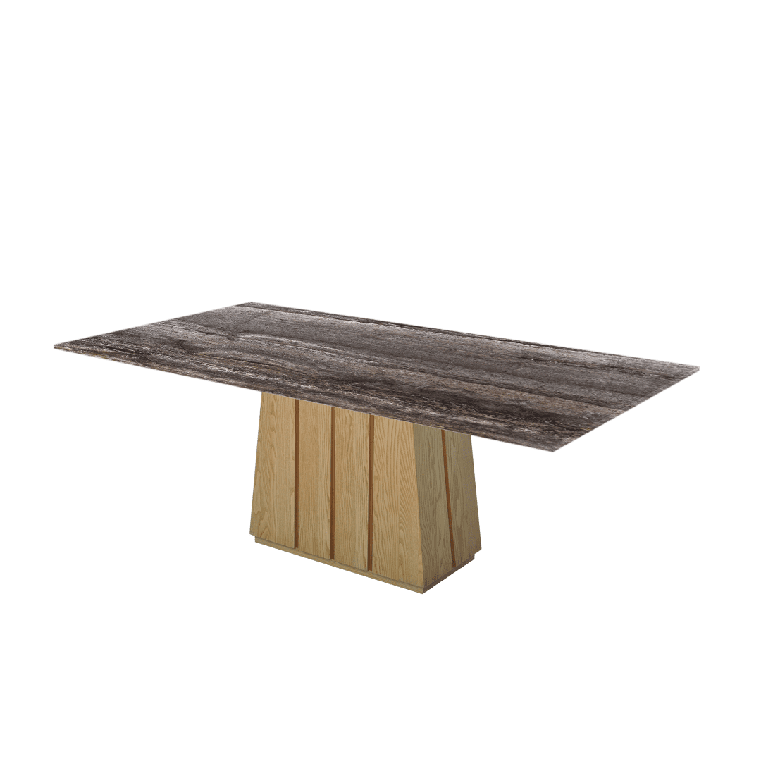 7ft Rectangular Silver Travertine Natural Marble Dining Table