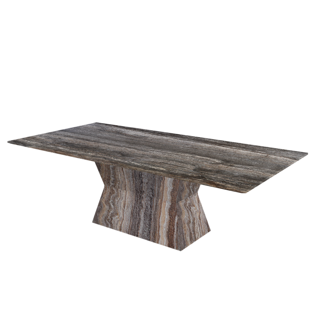 8ft Rectangular Silver Travertine Natural Marble Dining Table