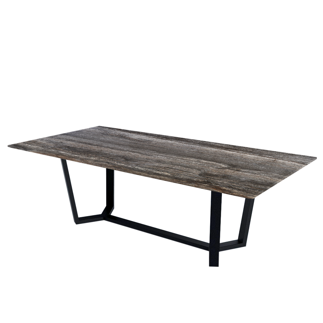 8ft Rectangular Silver Travertine Natural Marble Dining Table