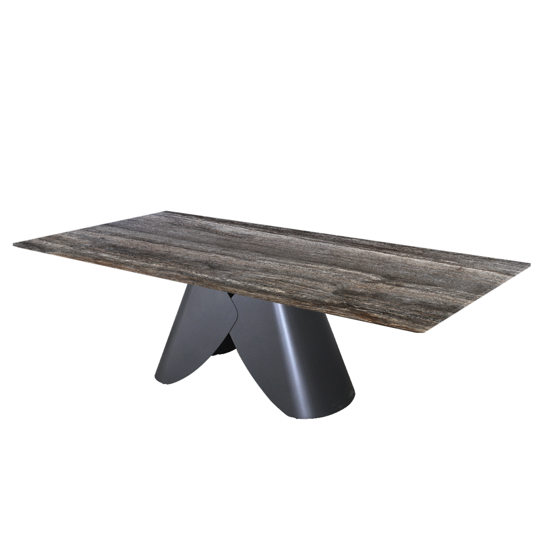 8ft Rectangular Silver Travertine Natural Marble Dining Table
