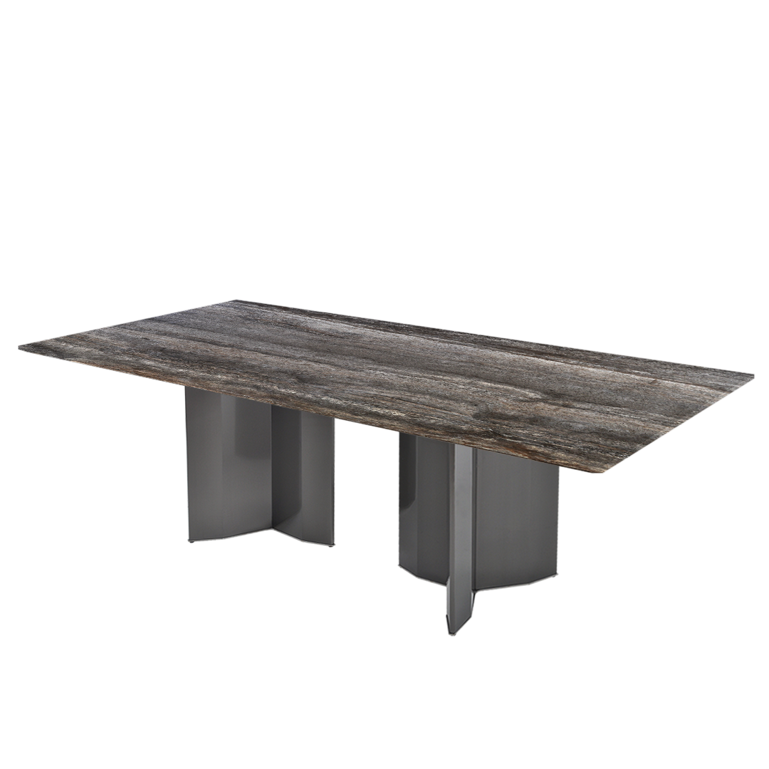 8ft Rectangular Silver Travertine Natural Marble Dining Table