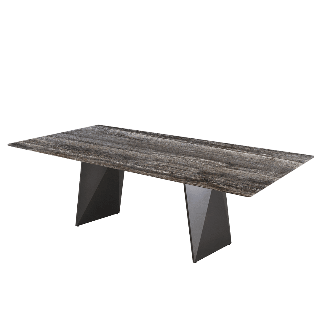 8ft Rectangular Silver Travertine Natural Marble Dining Table