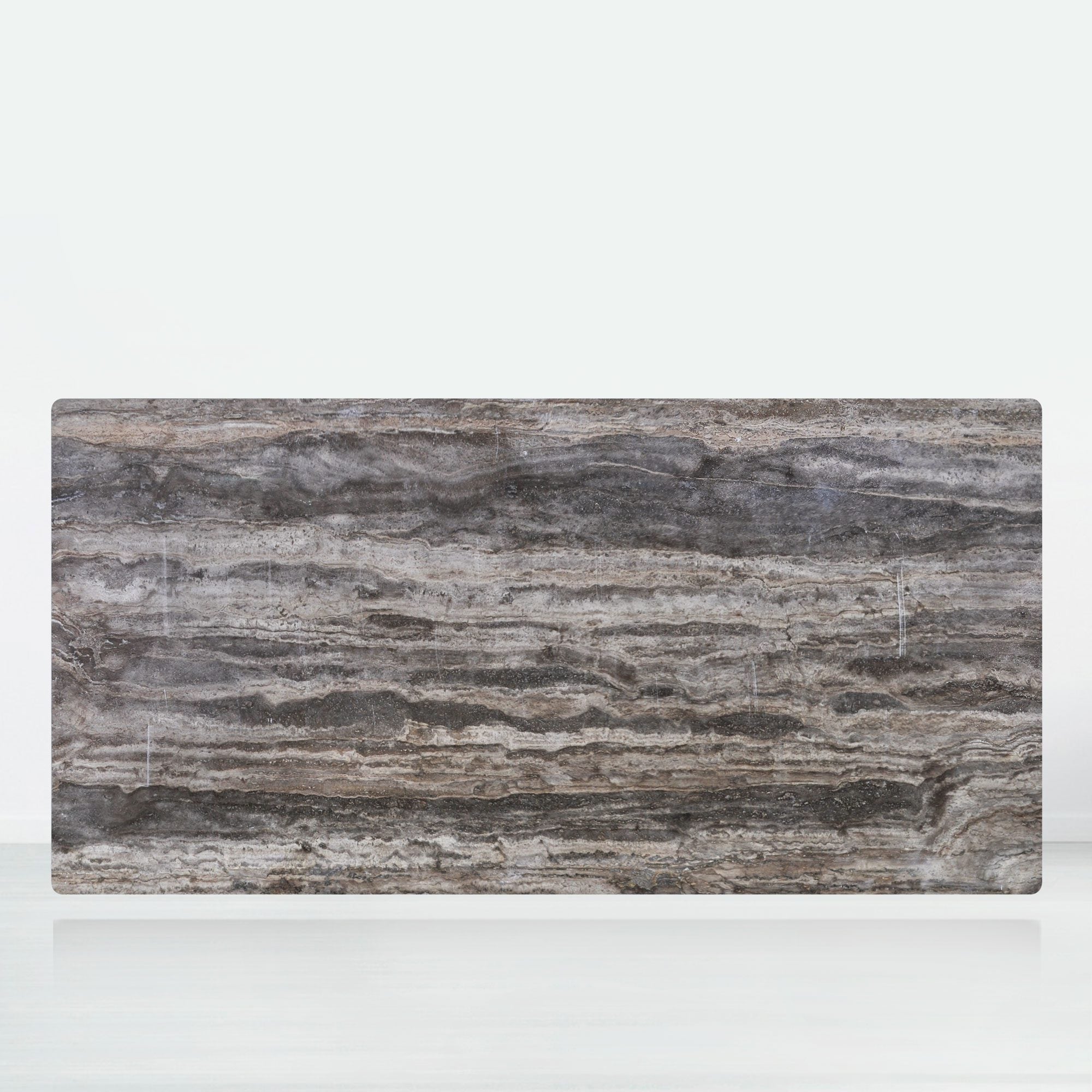 8ft Rectangular Silver Travertine Natural Marble Dining Table