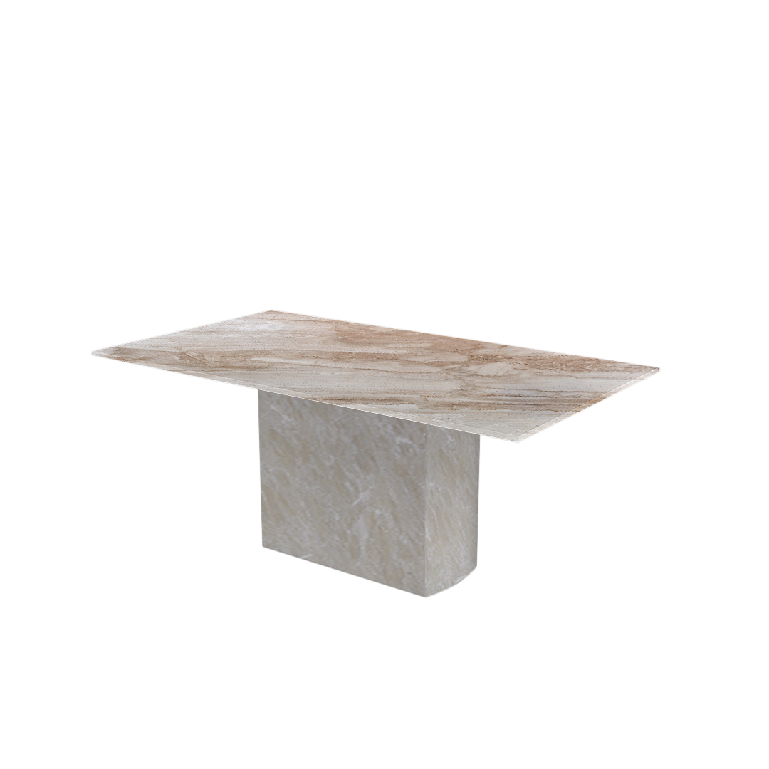 6ft Rectangular Daino Beige Natural Marble Dining Table