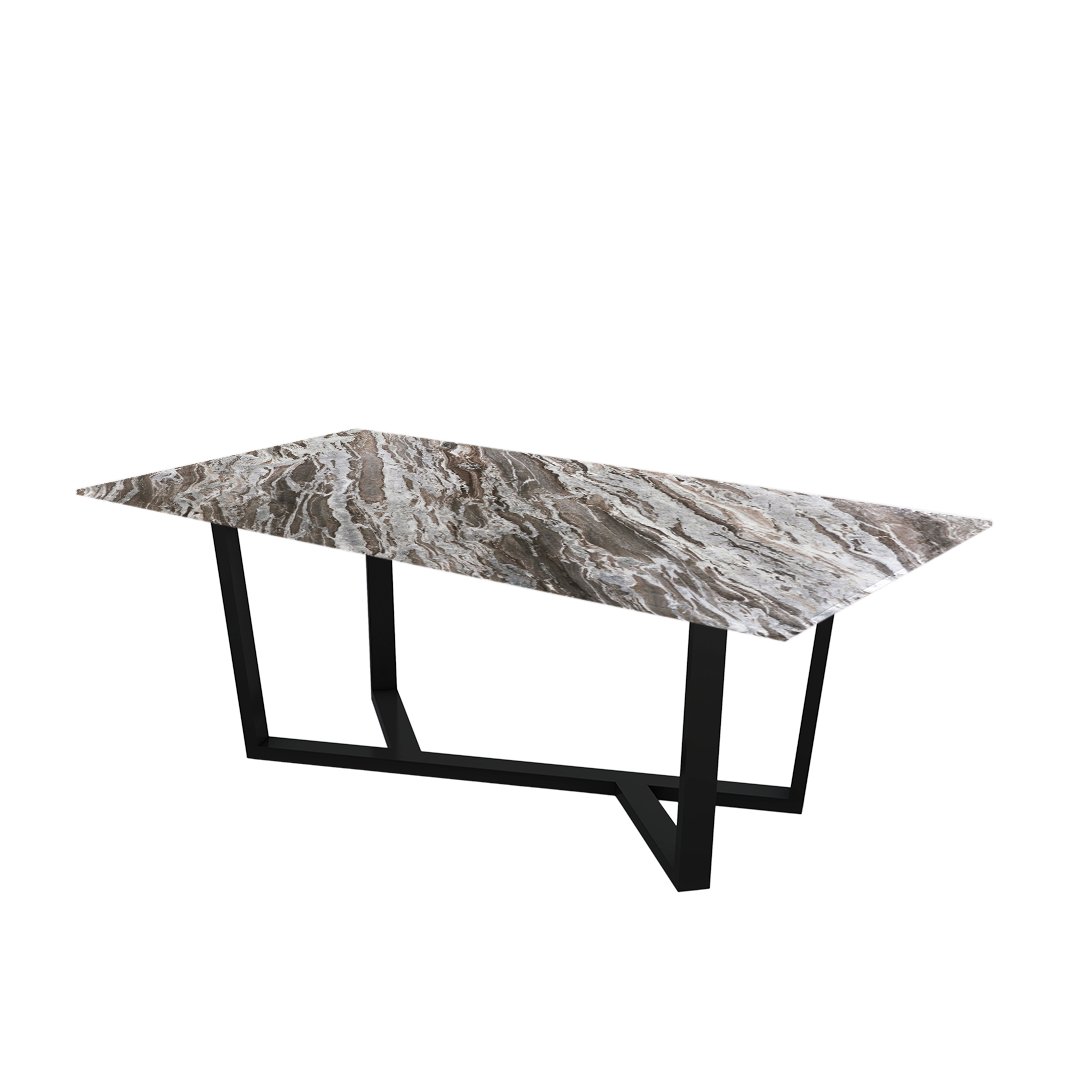 7ft Rectangular Toronto Brown Natural Marble Dining Table