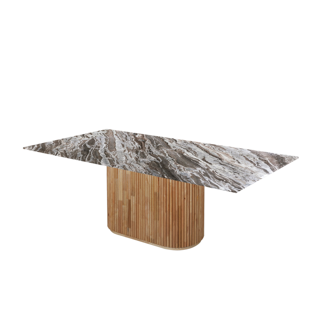 7ft Rectangular Toronto Brown Natural Marble Dining Table