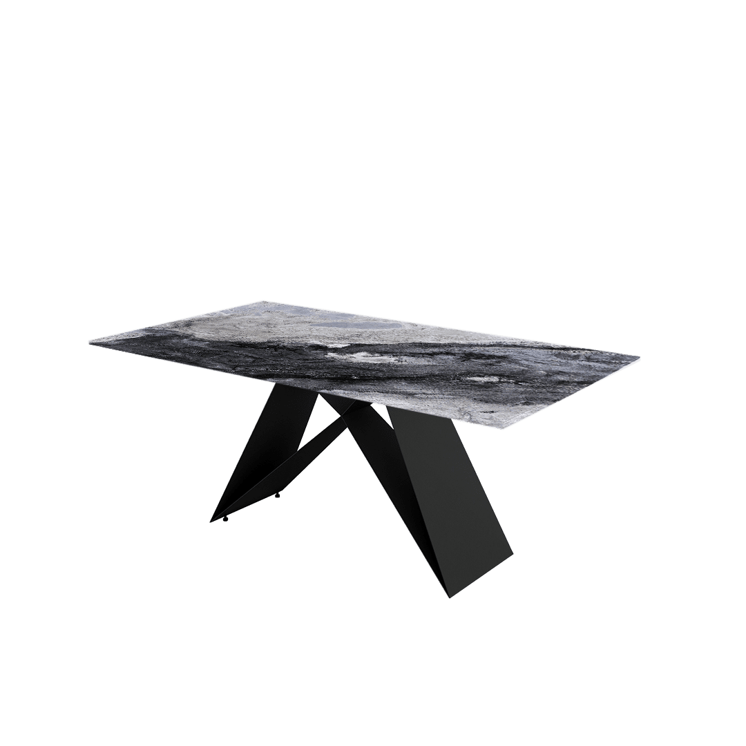 6ft Rectangular Cristallo Blue Natural Marble Dining Table