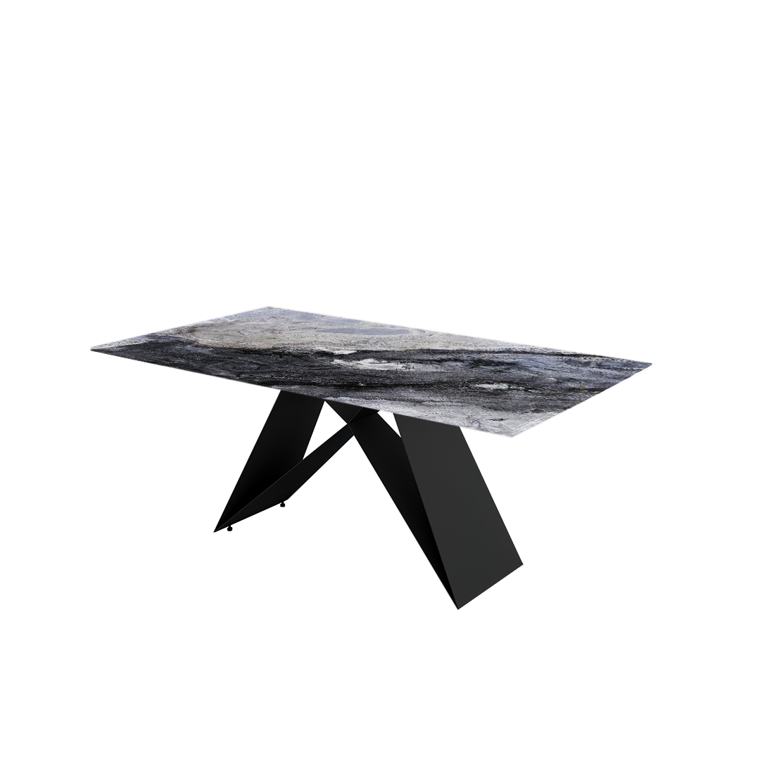 6ft Rectangular Cristallo Blue Natural Marble Dining Table