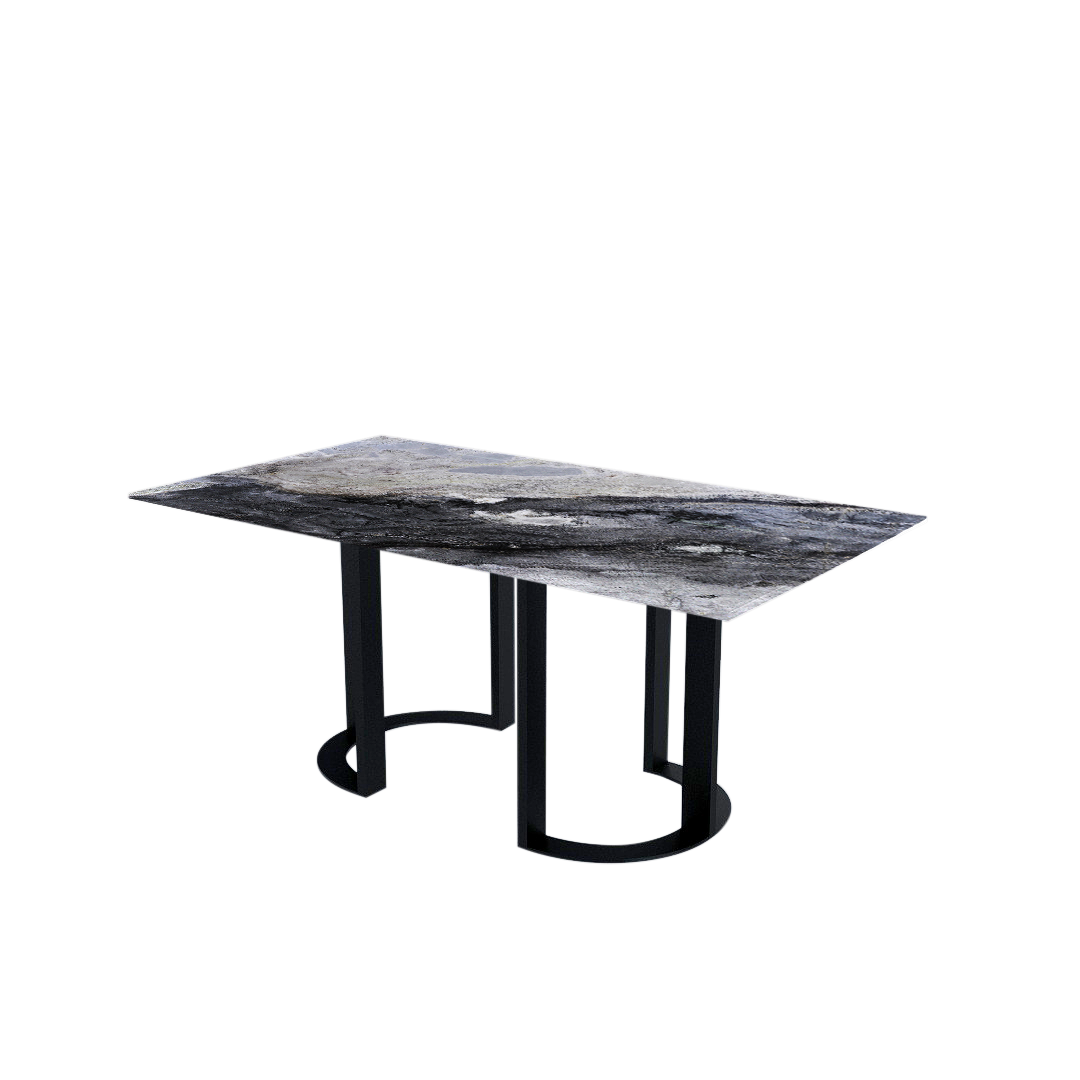 6ft Rectangular Cristallo Blue Natural Marble Dining Table
