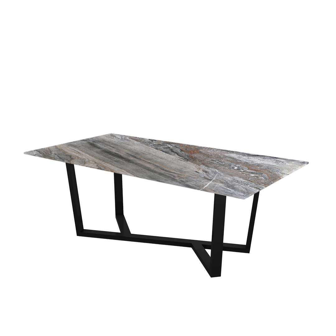 7ft Rectangular Venice Brown Natural Marble Dining Table