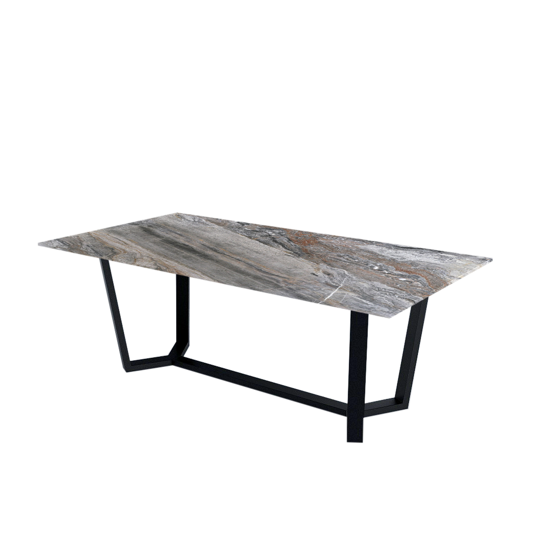 7ft Rectangular Venice Brown Natural Marble Dining Table