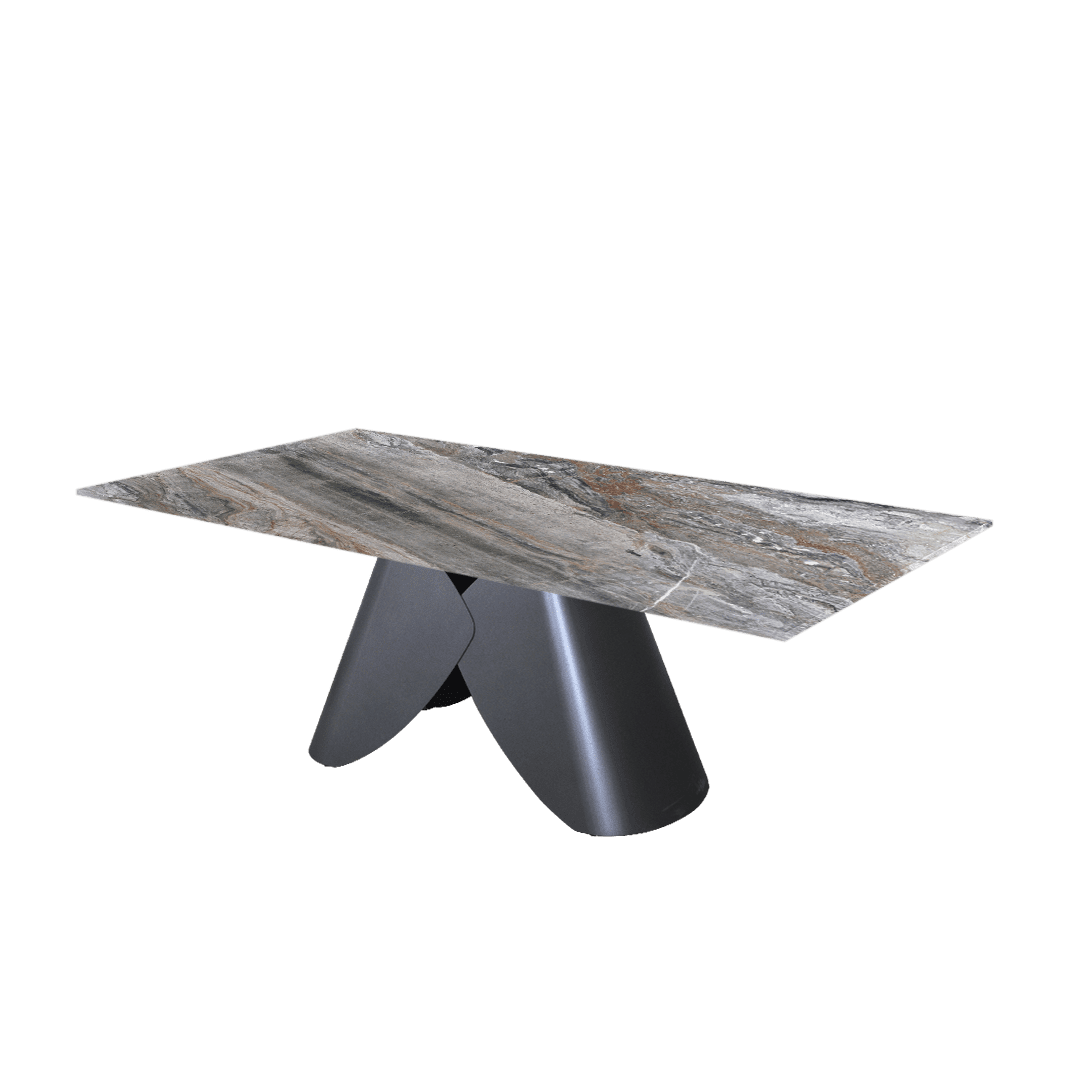 7ft Rectangular Venice Brown Natural Marble Dining Table