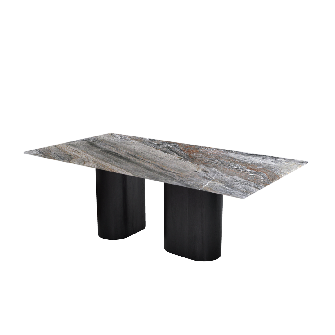 7ft Rectangular Venice Brown Natural Marble Dining Table