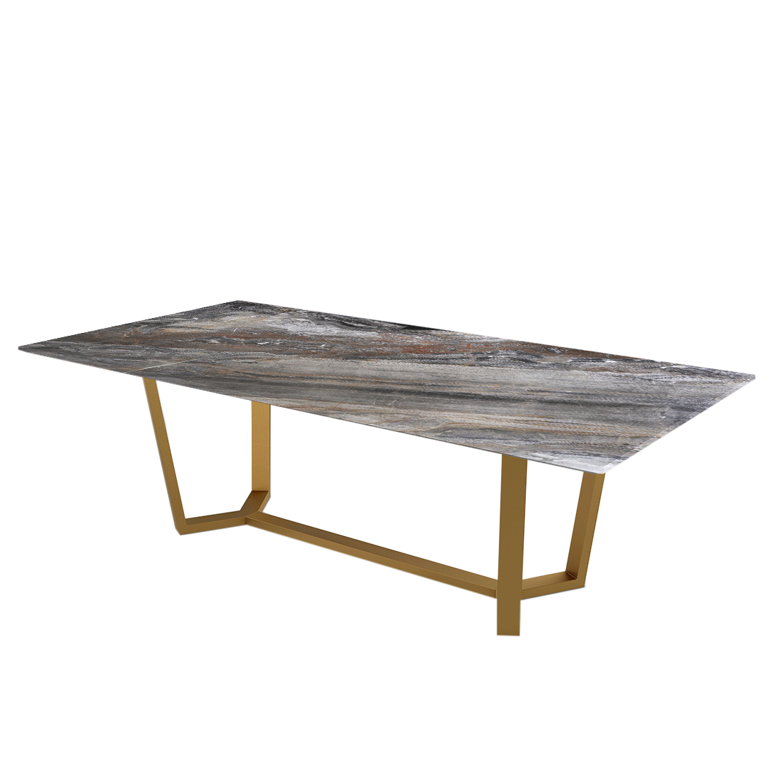 8ft Rectangular Venice Brown Natural Marble Dining Table